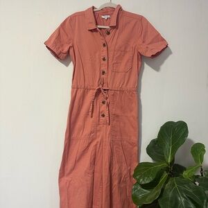 Madewell Button-Down Coral Jumpsuit